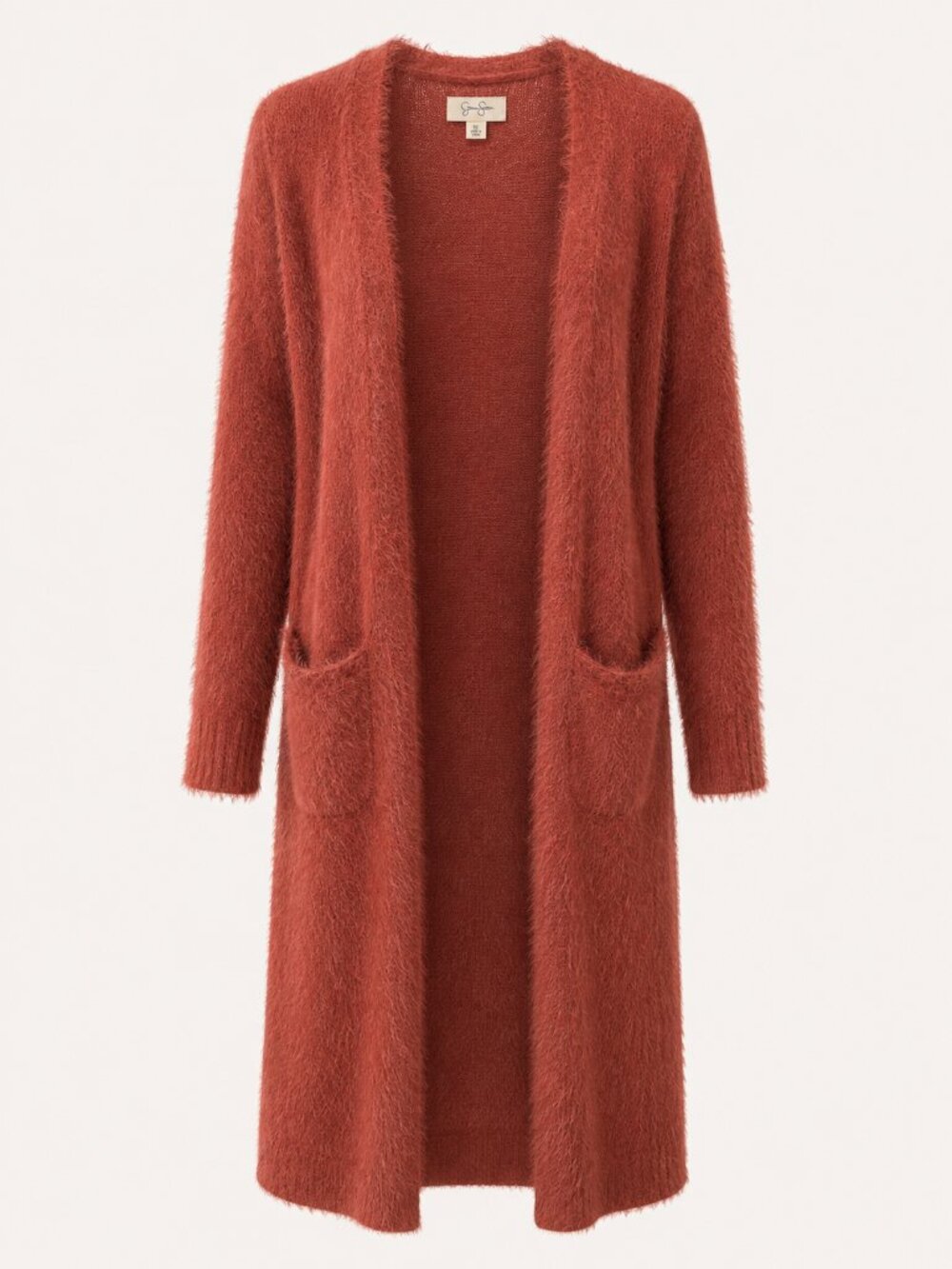 Jessica Simpson Fuzzy Open-Front Cardigan in Burnt Orange